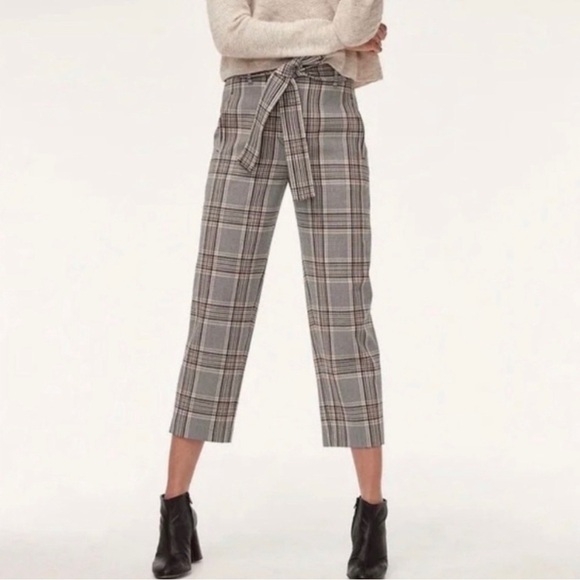 Aritzia Wilfred Plaid Pants Trousers Tie Waist women’s size 0 - Picture 2 of 6